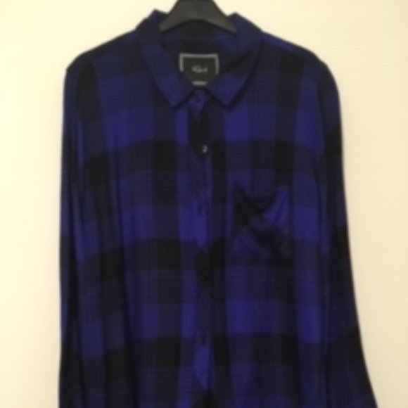 Rails Tops - Striking Black/Blue Rails Flannel Shirt